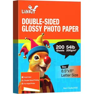 200 Sheets Double Sided Glossy Photo Paper 8.5x11 54lbs 200Gsm 9.5Mil Inkjet Printing For Dye Ink Value Bulk Pack For Printer