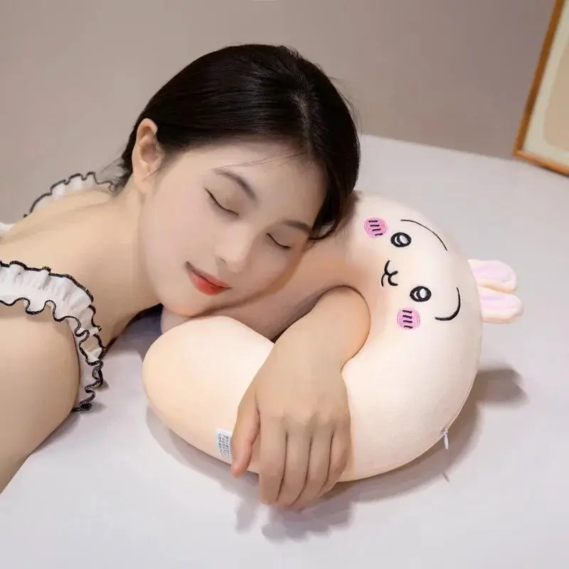 Chiikawa U-Shaped Memory Foam Neck Pillow - Japanese-Style Hachiware Rabbit Face Anime Travel Pillow for Airplane, Car