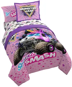 Jay Franco Monster Jam Sparkle Smash Magic Monster Unicorn Bed Set