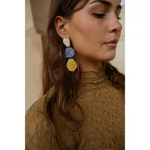 Gold and Blue Palo Earrings