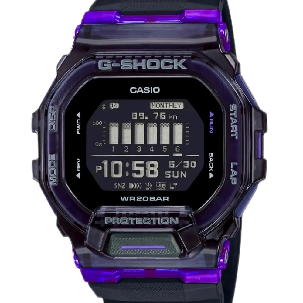 GBD200SM-1A6 New G Shock G Squad digital transparent purple digital men' s watch