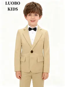 Boy Gentleman Suit Set, Blazer Jacket Pants Bow Tie, Formal Party Wedding School Uniform, Holiday Performance Wear