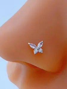 1Pc 20Gauge Cartilage Earrings for Women Pink Butterfly CZ Flat Back Hypoallergenic Earrings for Sensitive Skin Stainless Steel Fashion Stud Cartilage Earring Daith Conch Tragus Helix Piercing Jewelry short 6mm