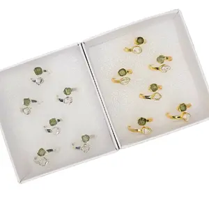 Herkimer Diamond and Moldavite Ring