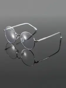Men's Metal Vintage Round Frame Glasses, Stainless Steel Material, Unisex Fashion Eyewear for College Daily Commute Use, Round Frame Eyeglasses