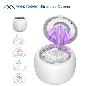 Westdeer  Ultrasonic Cleaner,45kHz, UV Cleaning, for Dentures, Watch Bands, Toothbrush Heads, Pacifiers, Jewelry Rings, 4 Modes, 210ml Capacity, Travel, Home Bathroom Sanitizer - Portable Dental Cleaning Solution,Perfect Gift