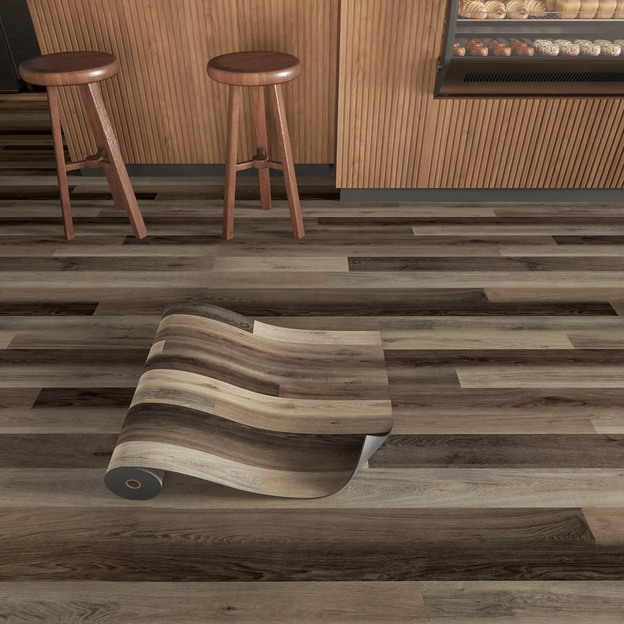 Self-Adhesive Wood Grain PVC Floor Tiles, Waterproof, Non-Slip, Moisture-Resistant, Ideal for Kitchen, Living Room, Bathroom, Hallway, Wood Grain Finish, Non Slip Flooring