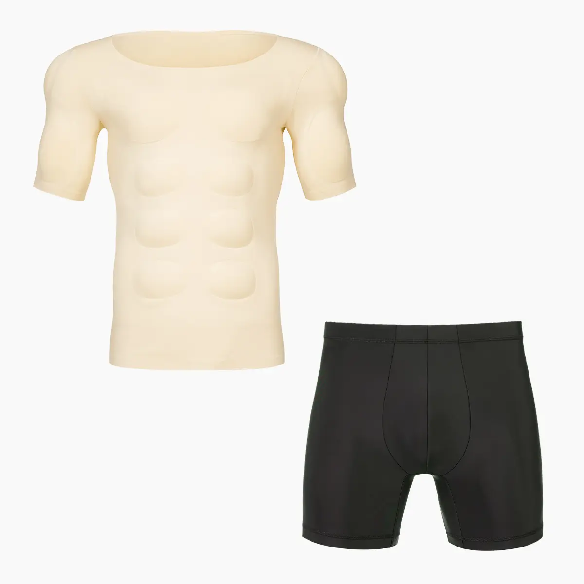 Beige Top + Black Padded Butt Briefs