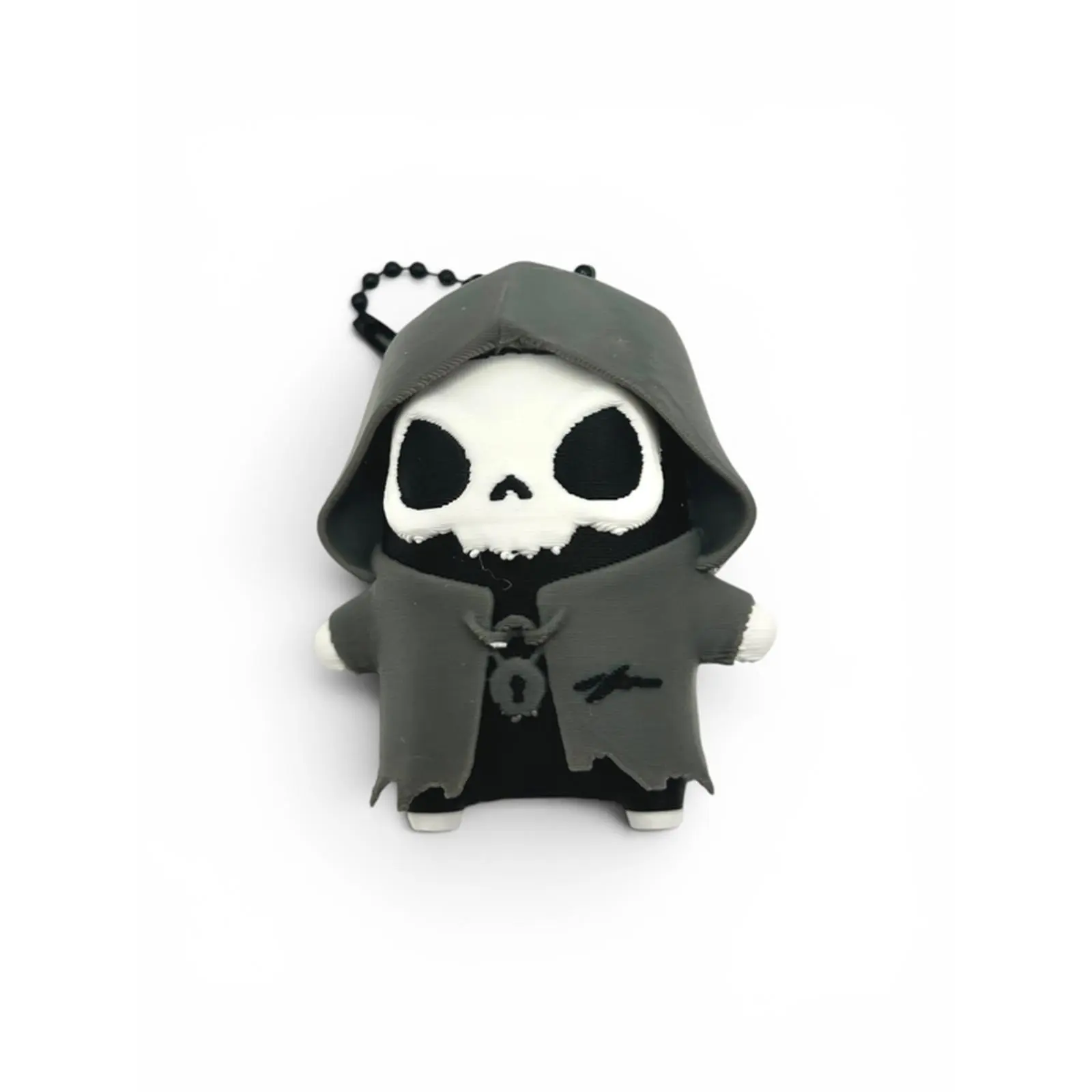 GrimReaper Sprite 3D Plastic Print Keychain Bag Tag - Human Cartoon Design with Hooded Figure, Skull Face, 7.9x3.7cm Size, Ideal Casual Gift for Fashion Accessory Enthusiasts