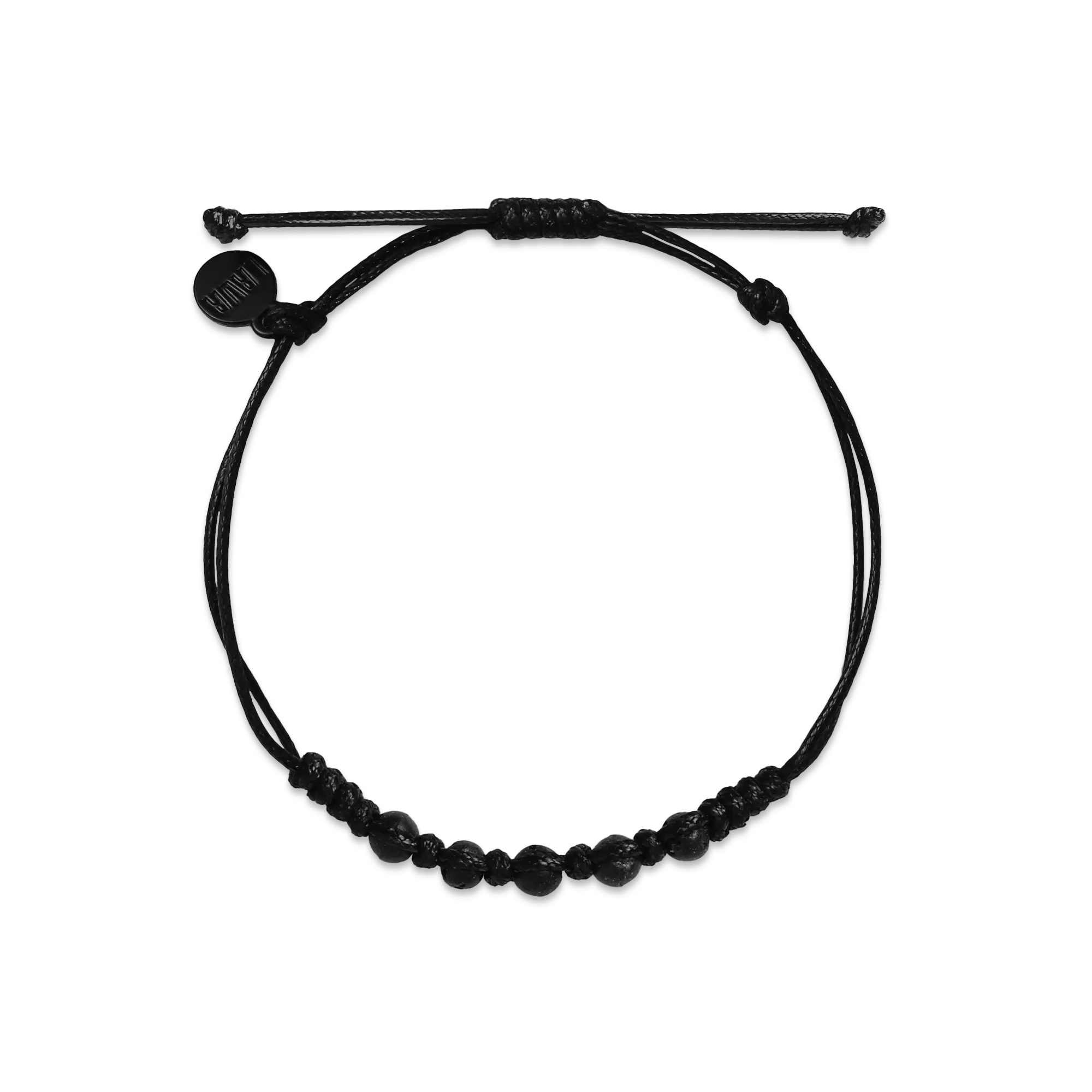 Black Lava Braided Bead Pull String Bracelet - BLV-STR7