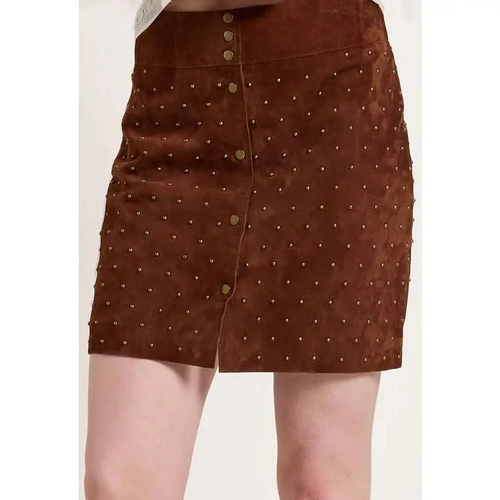Scarlett Poppies Ember Suede Skirt in Tan