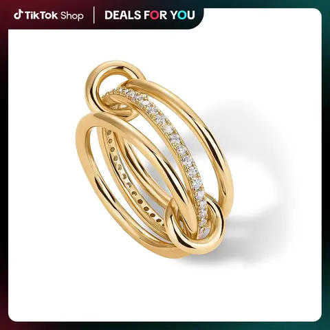 Gold Stackable Rings for Women Non Tarnish, Cubic Zirconiaa Rings, Silver Gold Multi Ring Mixed Metals Stack Rings Set
