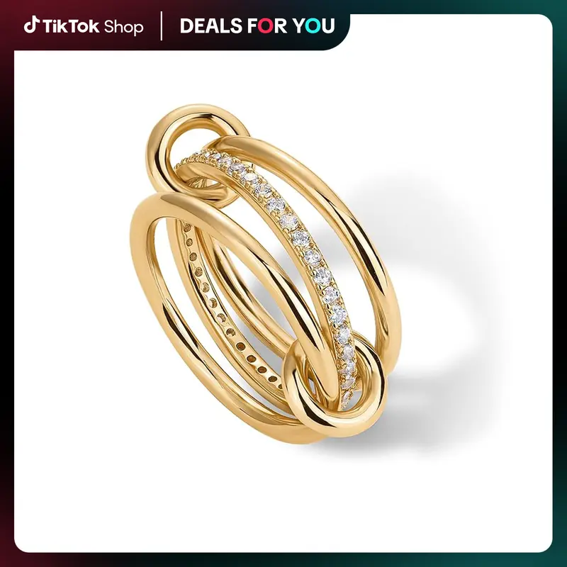 Gold Stackable Rings for Women Non Tarnish, Cubic Zirconiaa Rings, Silver Gold Multi Ring Mixed Metals Stack Rings Set