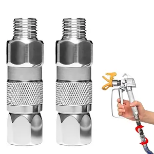 2PCS Airless Paint Sprayer 1/4" Swivel Joint Connector, 360° Rotating Stainless Steel High Pressure Hose Adapter, Leak-Proof, Durable