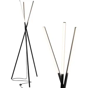 Brightech Stix LED Tripod Floor Lamp for Living Room - Dimmable Modern Standing Lamp, with 3 Lights for Bedroom - Contemporary Office Lighting