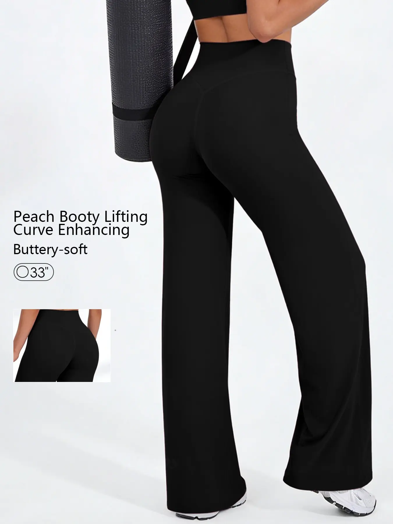 Workout Leggings Womens No Front Seam Straight Leggings, Stretchy High Waist Yoga Lounge Pants, Butter Soft Comfort, 33 Inch Inseam, Ideal for Daily Wear, Sports, Commuting