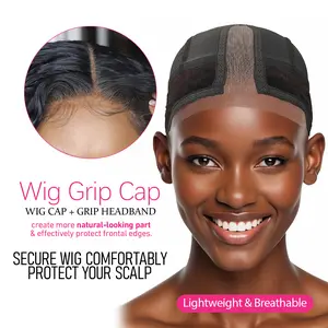 Labhairs Wig Grip Cap for Women - Non Slip Adjustable Wig Caps Holds Glueless Wigs Securely in Place Reusable Cap with Headband for Lace Front Wigs One Size Fits All hairs