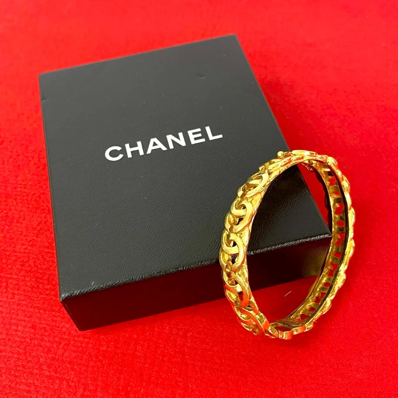 Pre-owned CHANEL Brass Small Leather Goods Coco Mark Bracelet