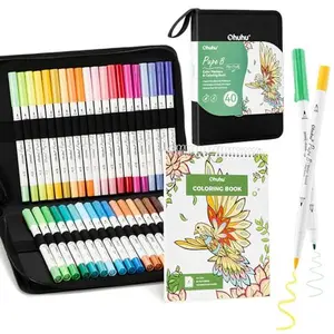 Ohuhu Markers: 30 Patterns with 40 Colors Paper - 230gsm Spiral Bound Coloring Book - Friendly Markers - Water-Based Markers- Adult Coloring Book for Adults Relaxation Water-Based Markers for Adult Coloring Books No Bleeding - Pupe B Series of Ohuhu