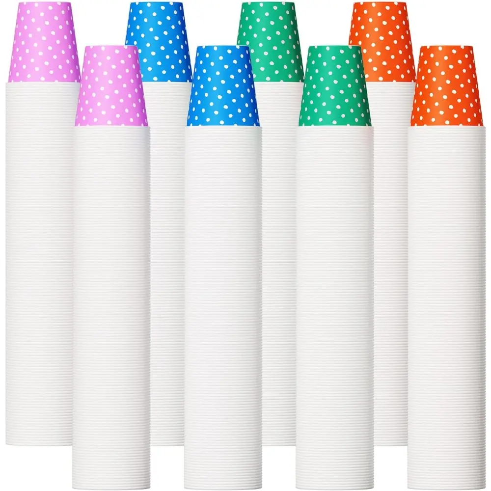 5 oz Multicolor Polka Dot Disposable Eco-Friendly Recyclable Paper Cups, Small Bar Kitchenware for Mouthwash, Cold Beverages, Party Supplies, Disposable Cups