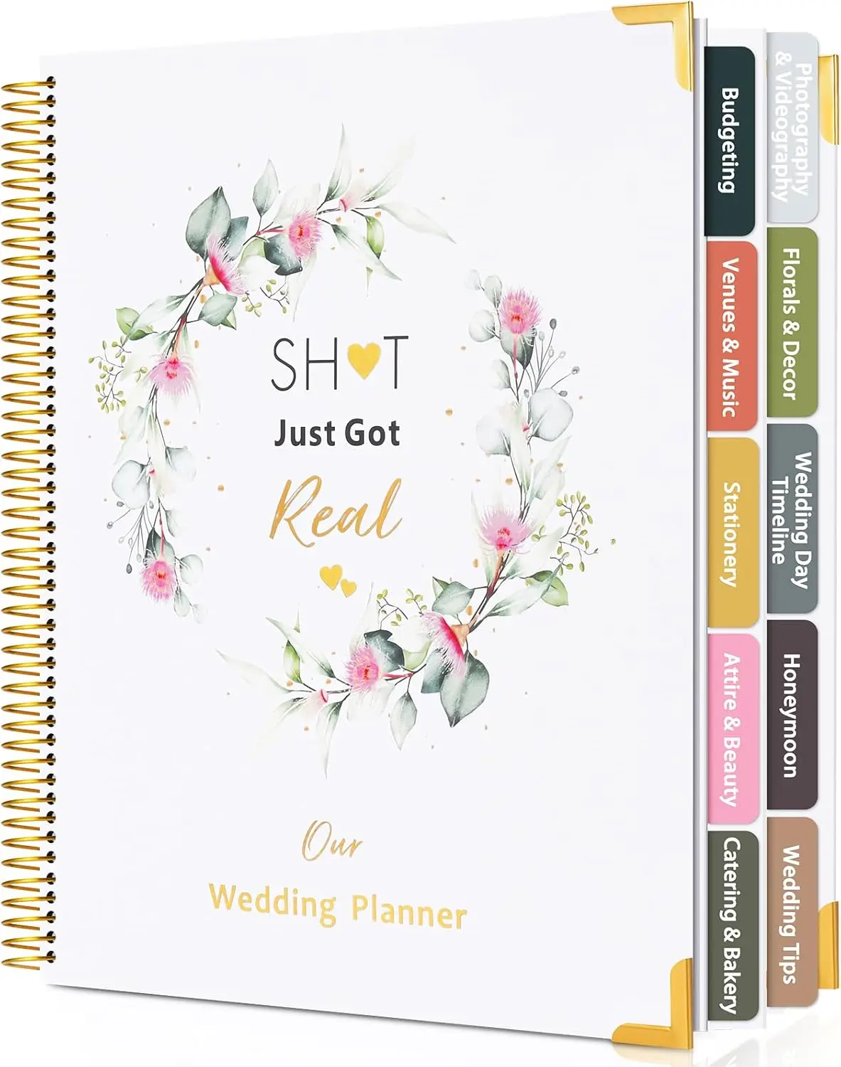 Wedding Planner Book & Organizer - 176-Page Bridal Tool for Newly Engaged Couples, Stress-Free Detail Manager with Sticker Checklists, Calendars, Ideal Engagement Gift, 176 Pages