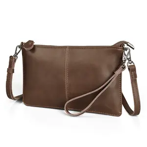 befen Genuine Leather Wristlet Clutch Wallet Purses Small Crossbody Bags Shoulder Handbag for Women, Silver Zipper