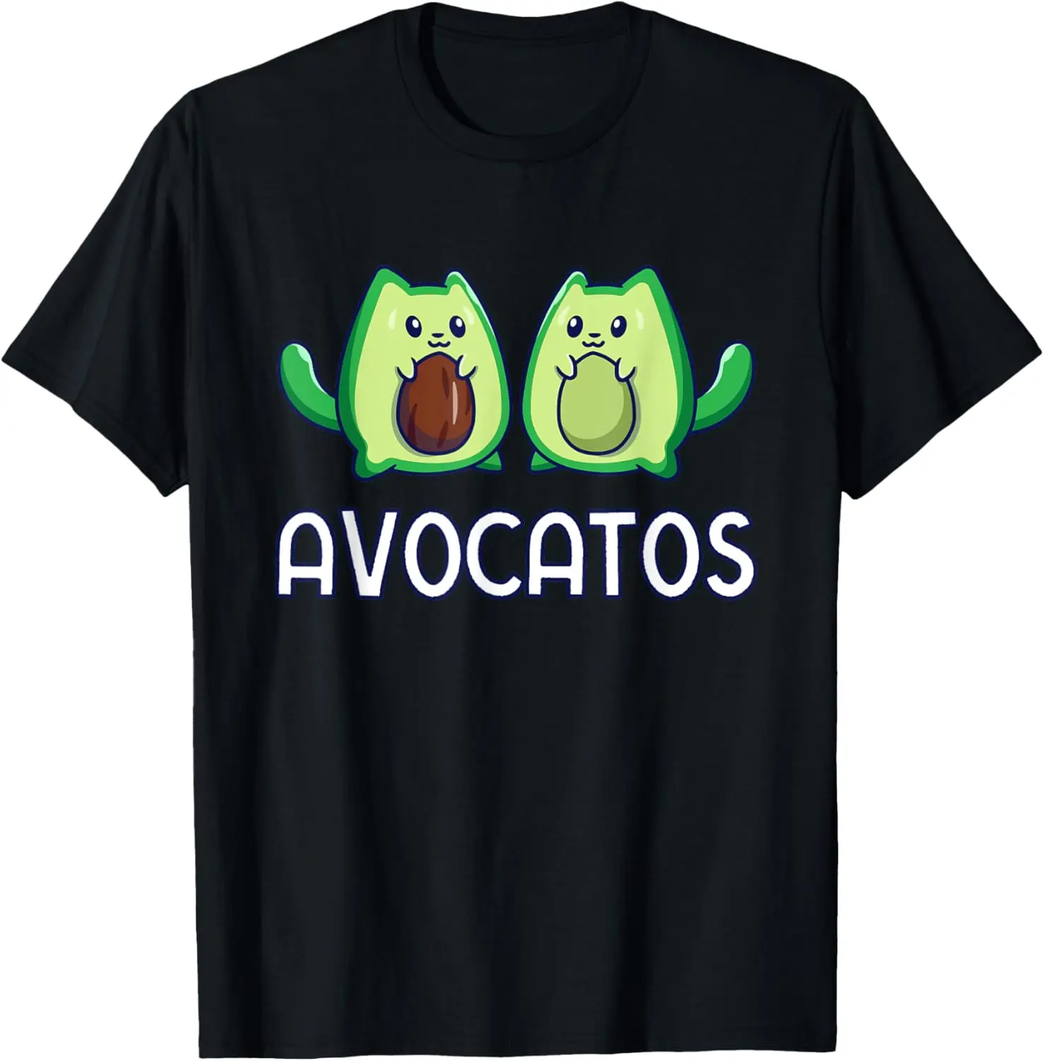 Men's Pure Cotton Avocado Cat Graphic T-Shirt - Fitness, Natural, Casual, Round Neck, Short Sleeve Vegan Menswear Top, Gift for Men