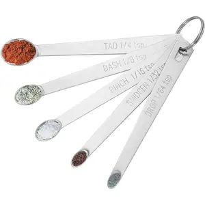 5PCS Small Measuring Spoons Set - Stainless Steel Tiny Measuring Spoons for Cooking Baking, 1/4 1/8 1/16 1/32 1/64 tsp, Teaspoon Minispoon for Powders, Spices