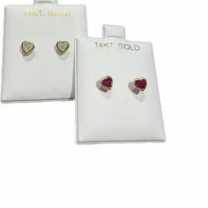 14Kt Gold  Heart Cz Baby Earrings