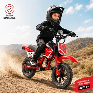 Kids' UL-Certified Electric Dirt Bike (Ages 5-12) - 200W Motor, 10 MPH Max Speed, 7.5 Mi Range, 25.2V 2.6Ah Battery, Dual Disc Brakes, LCD Display, Outdoor Sports Ride-On Toy