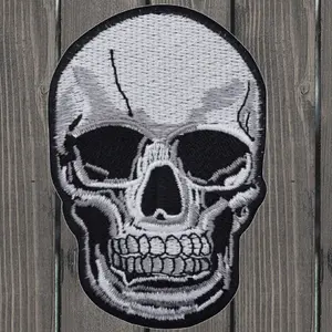 Large Human Skull Embroidered Patch — Iron On