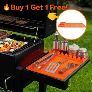 【Mega Deals】TRZZ Silicone Griddle Tools Mat Waterproof Oil-proof Spatula Drain Pad Multifunctional Side Shelf Mat for Kitchen Cooking Counter Accessories Utensils Orange Grillmat Stainless Steel Dinnerware Sets Food Home Aluminum