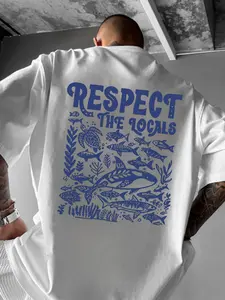 Men's Ocean Life Print Casual Round Neck Short Sleeve T-Shirt, Summer Outdoor Sports Shirt, New Trendy Style Top