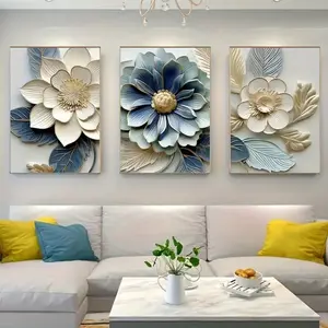 3 Pieces Optional Wooden Frame Floral Picture Artwork Gift Wall Art 3D Effect Canvas Painting For Bedroom Painting Wall Decor Poster Room Decor Autumn Home Decor Wall Picture Flower Painting Canvas