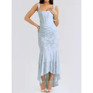 Elegant Women's Lace Boned Sling Dress - Slim Fit Hip Wrapping Fish Tail French Style Bralette for Summer & Winter Wear Fabric Womenswear Minimalist Vneck Fashion Feminine Fitted Formal