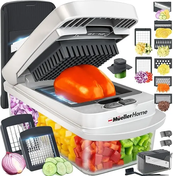 10-in-1 Vegetable Chopper with Container, Multi Blade Food Chopper & Mandoline Slicer, Onion Cutter, Fruit & Vegetable Dicer Kitchen Gadget