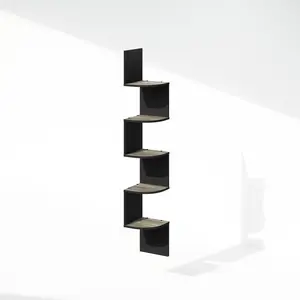 ROSSI 5-Tier Floating Corner Shelf for Wall, Corner Zigzag Shelf Wall Mounted, Radial Wall Mount Shelves, for Home Office, Living Room, Bedroom, Bathroom, French Oak
