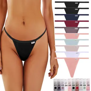 FINETOO 10pcs Cotton G-String Thongs for Women Sexy Low Rise T-Back Panties Comfortable Ribbed Soft Underwear Breathable Bikini Lingerie Women's Intimate Wear