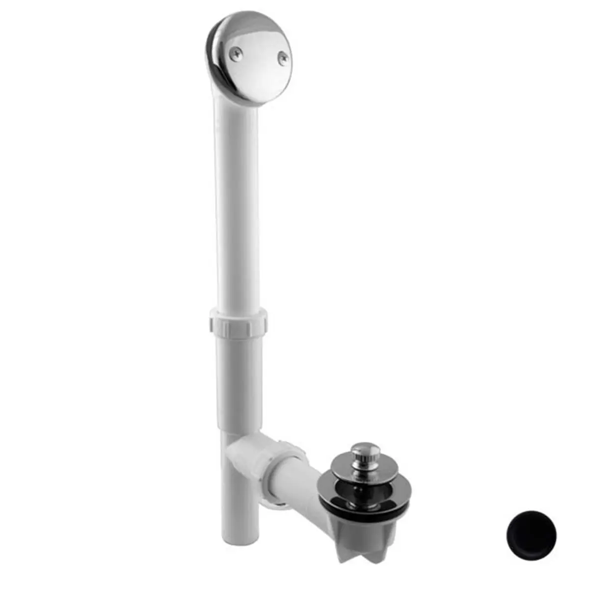 212 MAIN 1.5 in. Powder-Coated Flat Black Tubular Twist-Close Bath Waste Drain with Nuts, Washers, Poly & Metal Components, Home Improvement Bathroom Fixture Accessory