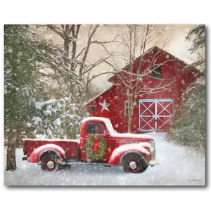 Courtside Market Barn with Truck 20" x 24" Canv as