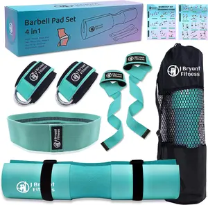 J Bryant Barbell Pad Set with 2 Ankle Straps – Thick Cushion Hip Thrust Pad for Squats, Bench Press & Cable Machine Workout, Home Gym Strength Training