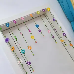 Dopamine-Style Handmade Crocheted Floating Flower Door Curtain, Flower-Themed Renter-Friendly Hanging Decor, DIY Ambiance-Boosting Home Accessory for Bedrooms, Flower-Themed Hanging Decor