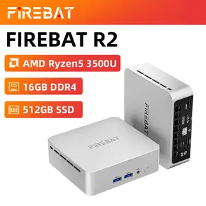 Mini PC AMD 3500U, 16GB RAM 512GB SSD, USB-C, USB3.2 Type-A, HDMI2.0, WiFi6 & BT5.2, Dual 4K Displays Support, Desktop PC For Home, Office