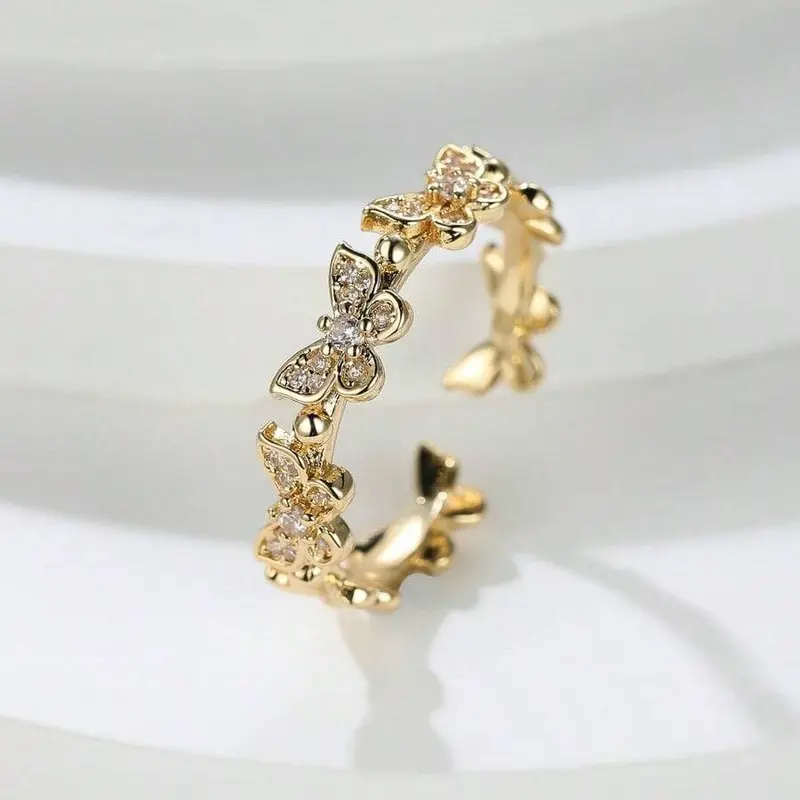 Butterfly Open Ring with Intricate Gemstone Accents and Elegant Design for Everyday Wear - Comfortable Fit & Versatile Accessory Marquise Cut Ring Stackable Rings Butterfly Motif