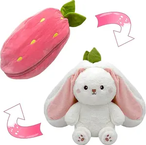 Strawberry Bunny Plush Toy Soft Kawaii Perfect for Cuddling Gifting or Decorating Your Bed Shelf Ultra Soft Fabric - Stuffed Animal Cute Strawberry Bunny Plush Toy Soft Kawaii Stuffed Animal Gift for Kids Girls Hug Pillow Bed comfort  gifts squish  mail A