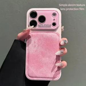 Simple denim pattern suitable for IP17promax, comes with built-in lens film, full-edge protection, anti-drop phone case for IP16/15promax outdoorfun