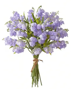 6PCS Artificial Lily of the Valley Flowers – Faux Purple Bell Orchid Silk Flower Stems, Realistic Wedding Bouquet, Table Centerpieces, Home, Garden, Party & Spring Floral Decor
