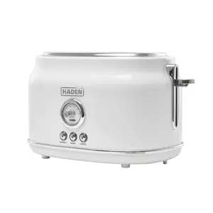 Haden Dorset 2 Slice Extra Wide Slot Stainless Steel Toaster with Tray, Ivory