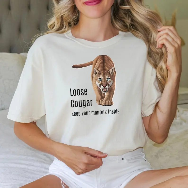Funny Cougar Tshirt Mom Birthday Gift for Women Funny Top Cougar Mom Present Idea Funny Clothing Women Apparel Cute Shirt