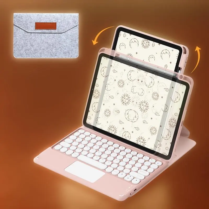 Portable Wireless Keyboard Set, Tablet Protective Case with Keyboard & Mouse, Tablet Keyboard Combination Set, Office Computer Keyboard, Tech Gadgets, Digital Products